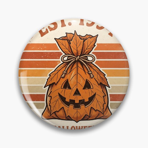 Item preview, Est. 1994 Peak Halloween Decor – Retro Pumpkin Leaf Bag Badge designed and sold by CozyCornerDesigns.