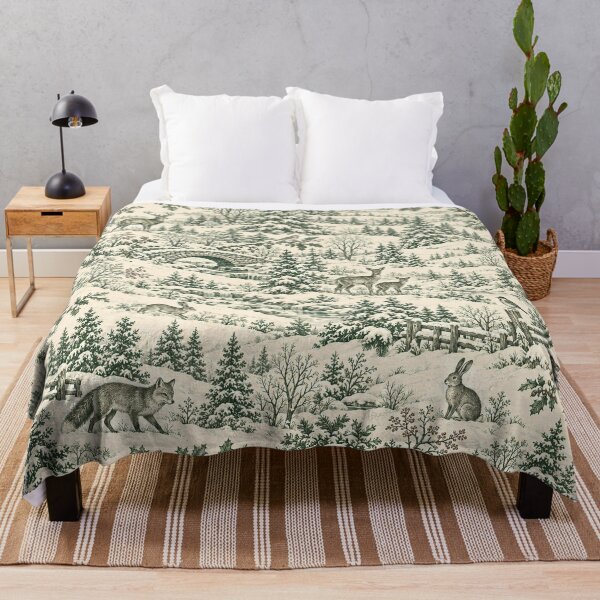 Item preview, Sage Green Forest Animals Winter Toile de Jouy designed and sold by Meandmyshop.