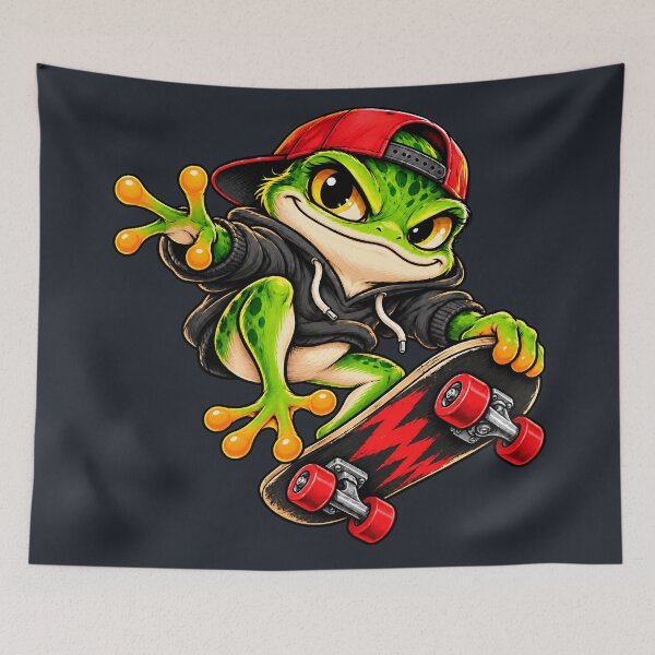 Item preview, Skater Frog Riding a Black Skateboard designed and sold by ImagenFusionP.