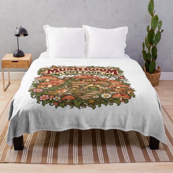 Item preview, Mushroom Cottage Enchanted Forest Cottagecore Art designed and sold by EssentialsWear.