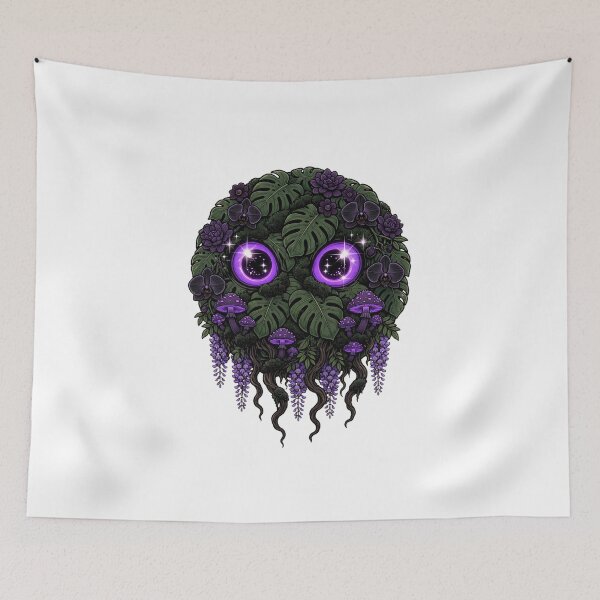 Item preview, Nocturnal Bloom - Purple Flower Planet With Glowing Eyes designed and sold by PrettyCrypt.