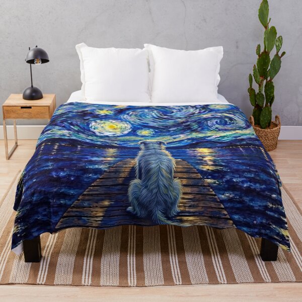 Item preview, Funny Scottish Deerhound Starry Night Painting Bridge Star Mom Dad Kids designed and sold by FurryHavenPH.