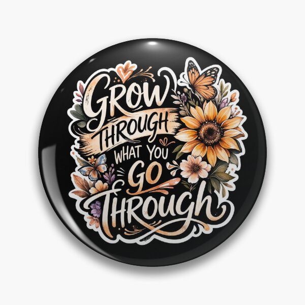 Item preview, Grow Through What You Go Through - Sunflower & Butterfly Floral Quote Sticker designed and sold by Nicolae-SCROCIOB-Shop.