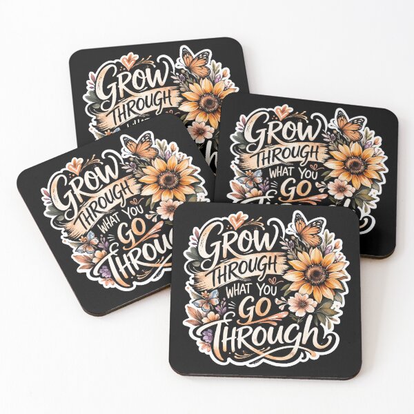 Item preview, Grow Through What You Go Through - Sunflower & Butterfly Floral Quote Sticker designed and sold by Nicolae-SCROCIOB-Shop.