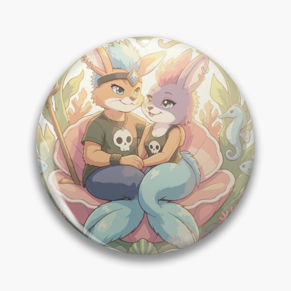 Item preview, Pastel Punk Hare Mermaid Lovers in Shell Throne designed and sold by vivendulies.