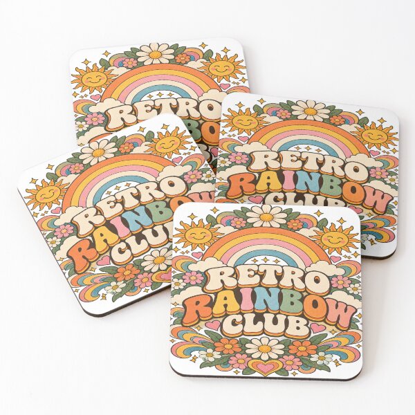 Item preview, Retro Rainbow Club Vintage Rainbow Flower Power Art designed and sold by EssentialsWear.