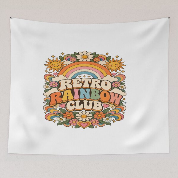 Item preview, Retro Rainbow Club Vintage Rainbow Flower Power Art designed and sold by EssentialsWear.