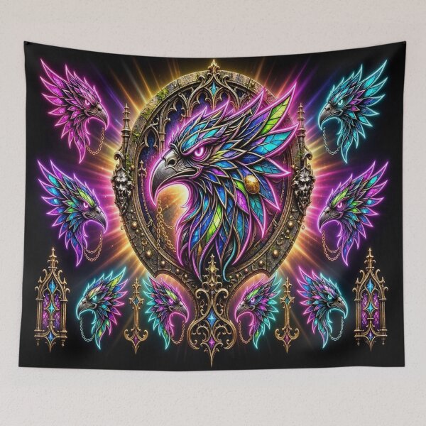 Item preview, Cyber Gothic Eagle Portal Neon Crest designed and sold by Breezes-of-Ida.