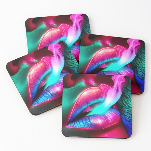 Item preview, Neon Lips and Colourful Smoke – Cyberpunk Pink and Blue Pop Art designed and sold by GarnerSupplyCo.