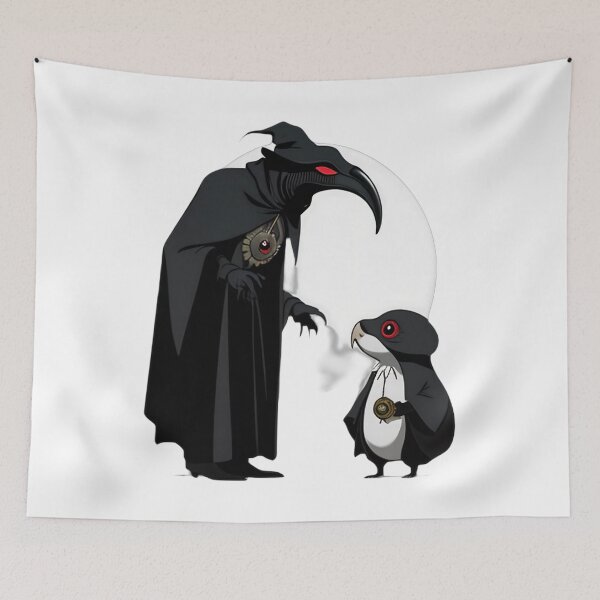 Item preview, plague doctor facing bird companion designed and sold by For-Cat Studio.