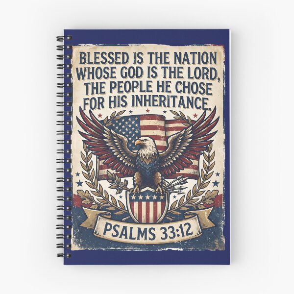 Item preview, Blessed Is The Nation Psalms 33:12 American Bald Eagle Patriotic Design designed and sold by FrozenFits.
