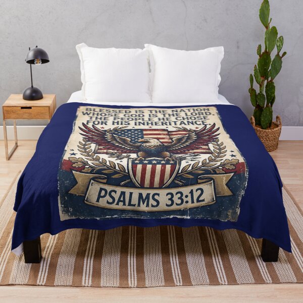 Item preview, Blessed Is The Nation Psalms 33:12 American Bald Eagle Patriotic Design designed and sold by FrozenFits.