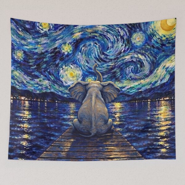 Item preview, Funny Elephant Starry Night Painting Bridge Star Boys Girls Kids designed and sold by FurryHavenPH.