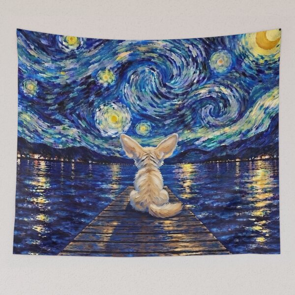 Item preview, Funny Fennec Fox Starry Night Painting Bridge Star Boys Girls Kids designed and sold by FurryHavenPH.