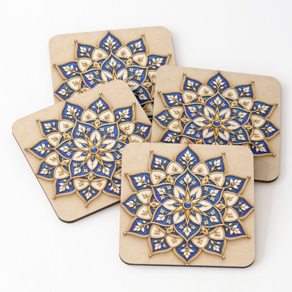 Item preview, Blue and Gold Mandala – Luxury Floral Geometric Art designed and sold by dreamybyana.