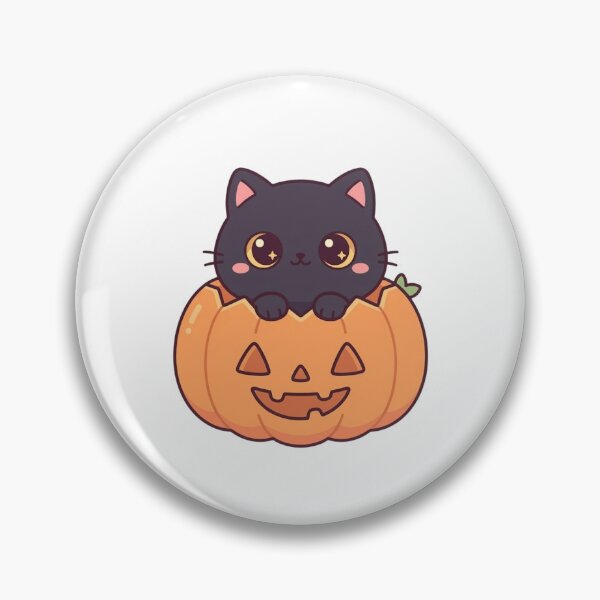 Item preview, Cute Kawaii Spooky Black Cat in Pumpkin Illustration designed and sold by ajamzbox.