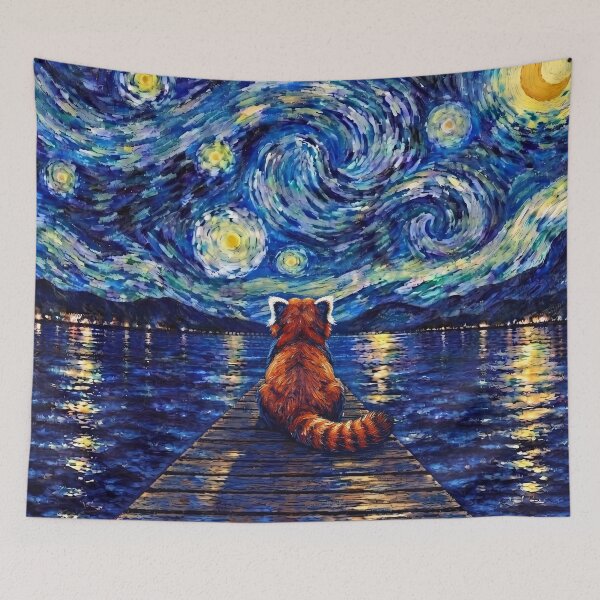 Item preview, Funny Red Panda Starry Night Painting Bridge Star Boys Girls Kids designed and sold by FurryHavenPH.