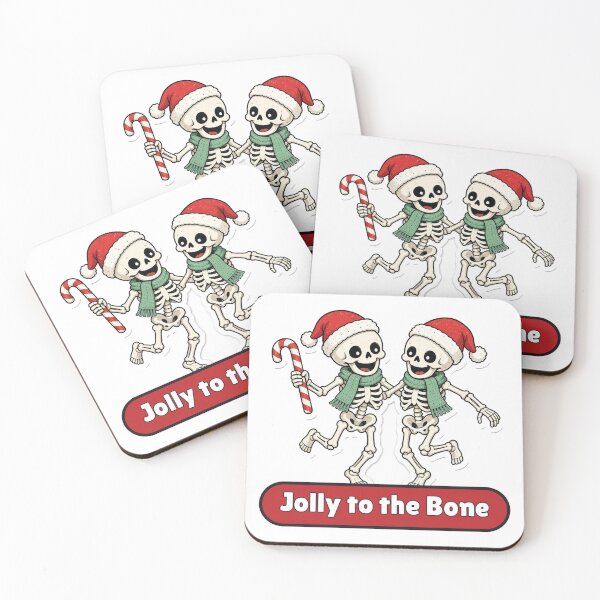 Item preview, Jolly to the Bone Dancing Christmas Skeletons designed and sold by Moonlit Tower Art.
