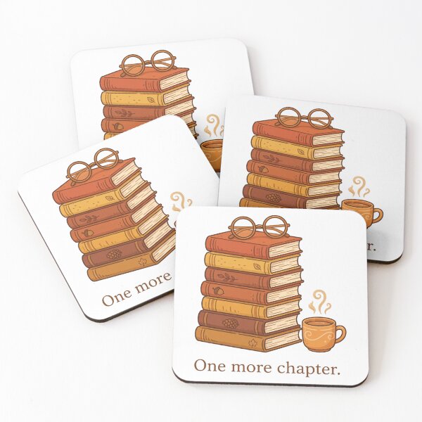 Item preview, One More Chapter – Book Club Stack Glasses Cozy Reading designed and sold by CozyCornerDesigns.