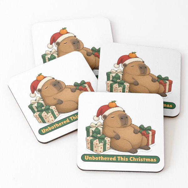 Item preview, Unbothered This Christmas Chill Capybara in Santa Hat designed and sold by Moonlit Tower Art.