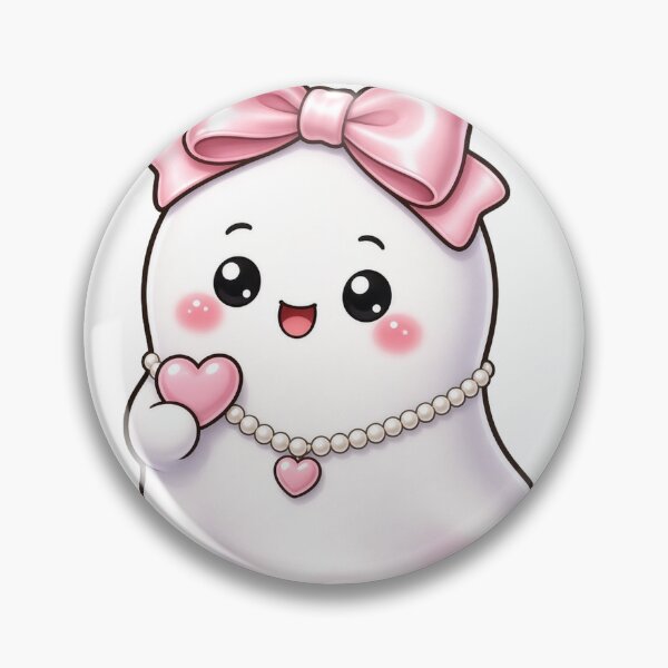 Item preview, Coquette Pink Bow Ghost with Pearls and a Heart designed and sold by Moonlit Tower Art.