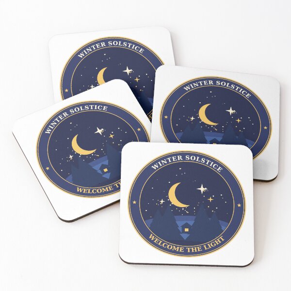 Item preview, Winter Solstice Badge with Crescent Moon, Pine Forest and Cabin Design designed and sold by EcomGenius.