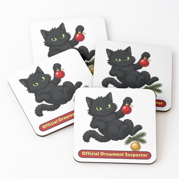 Item preview, Official Ornament Inspector Black Cat Christmas designed and sold by Moonlit Tower Art.