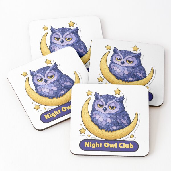 Item preview, Night Owl Club Sleepy Owl on a Golden Moon designed and sold by Moonlit Tower Art.