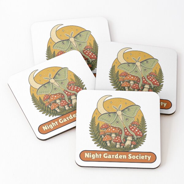 Item preview, Night Garden Society Retro Moth and Mushrooms designed and sold by Moonlit Tower Art.