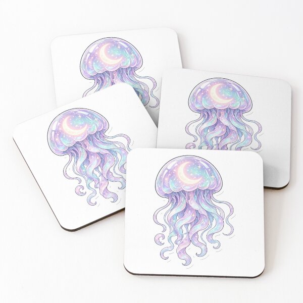 Item preview, Opalescent Moon Jellyfish with Starry Tentacles designed and sold by Moonlit Tower Art.