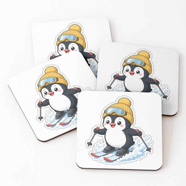 Item preview, Chubby Baby Penguin Skiing in a Pom Pom Beanie designed and sold by Moonlit Tower Art.