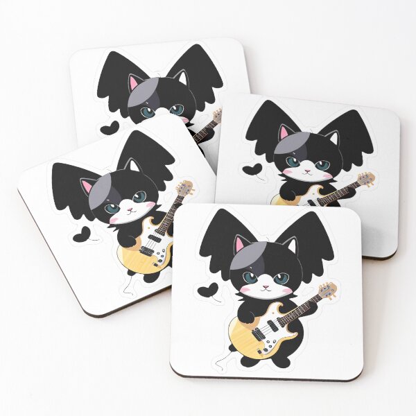 Item preview, Cute Black Cat Playing Yellow Guitar designed and sold by For-Cat Studio.