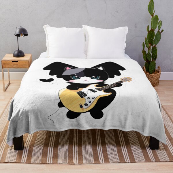 Item preview, Cute Black Cat Playing Yellow Guitar designed and sold by For-Cat Studio.