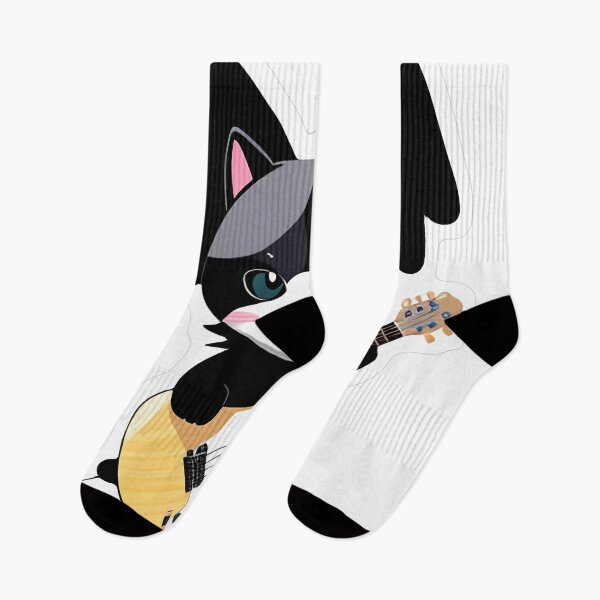 Item preview, Cute Black Cat Playing Yellow Guitar designed and sold by For-Cat Studio.