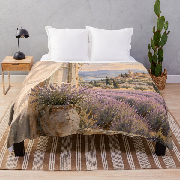 Item preview, Rustic Provence Lavender Fields Oil Painting Window View designed and sold by Jozefin's Studio.