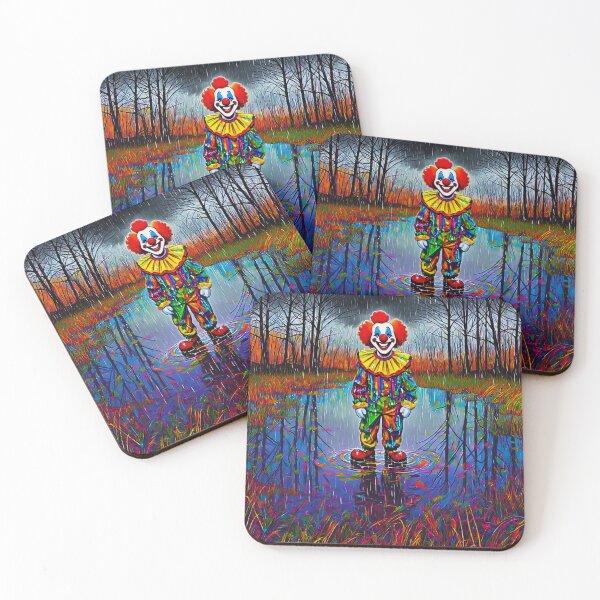 Item preview, Creepy Clown in Rainy Woods - Spooky Halloween Artwork & Dark Surreal Circus Design designed and sold by BLUESKY11a.