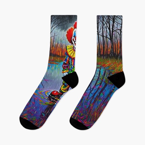 Item preview, Creepy Clown in Rainy Woods - Spooky Halloween Artwork & Dark Surreal Circus Design designed and sold by BLUESKY11a.