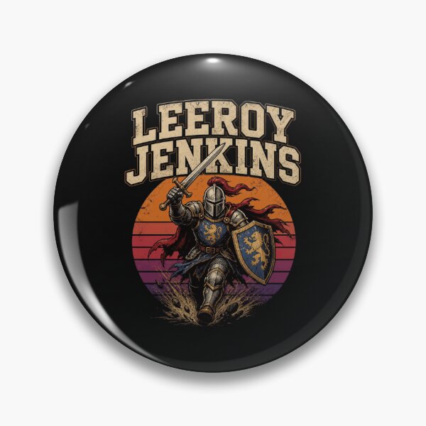 Item preview, Leeroy Jenkins - Retro Knight Charge Gamer Battle Cry designed and sold by Rebel Rewind.