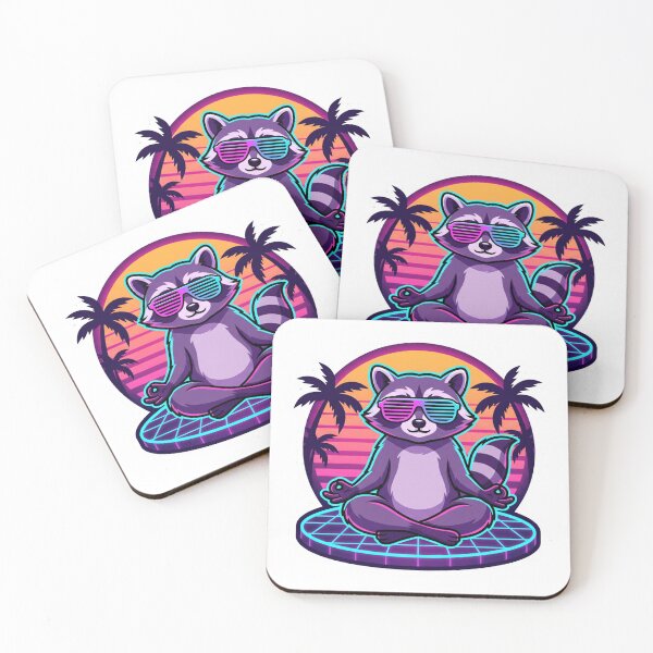 Item preview, Nihilistic Raccoon Retro 80s Synthwave Neon Sunset Aesthetic Sticker designed and sold by spectomine.
