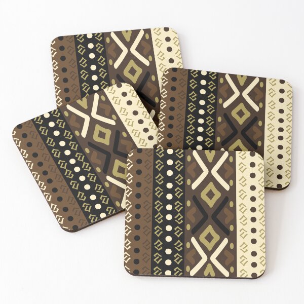 Item preview, Bogolan African Mud Cloth Pattern – Mali Bogolanfini – Brown Black Cream Tribal Print designed and sold by Wolagno.