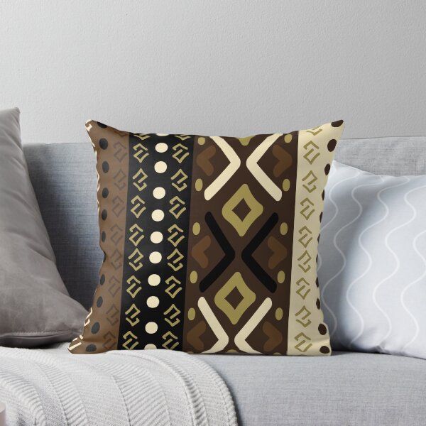 Item preview, Bogolan African Mud Cloth Pattern – Mali Bogolanfini – Brown Black Cream Tribal Print designed and sold by Wolagno.