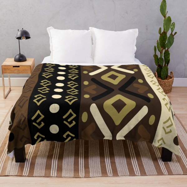 Item preview, Bogolan African Mud Cloth Pattern – Mali Bogolanfini – Brown Black Cream Tribal Print designed and sold by Wolagno.