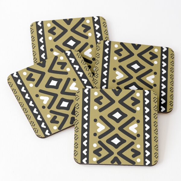 Item preview, Bogolan Mud Cloth Pattern – Gold and Black African Design designed and sold by Wolagno.
