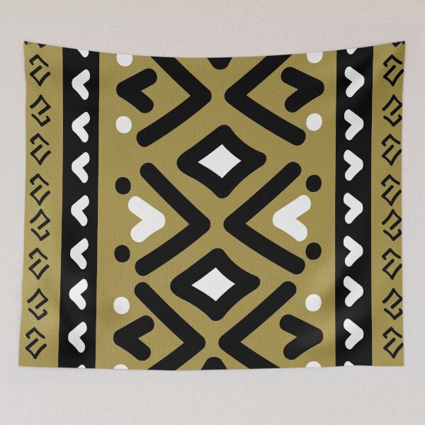 Item preview, Bogolan Mud Cloth Pattern – Gold and Black African Design designed and sold by Wolagno.