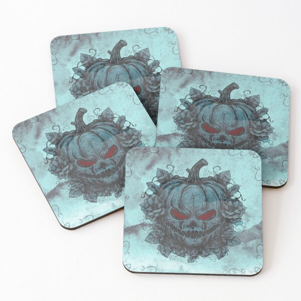 Item preview, Evil Jack O Lantern Blue Skull Pumpkin Roses Halloween designed and sold by Ghoul Enterprises.