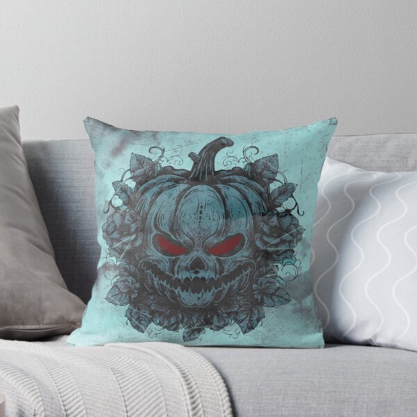 Item preview, Evil Jack O Lantern Blue Skull Pumpkin Roses Halloween designed and sold by Ghoul Enterprises.