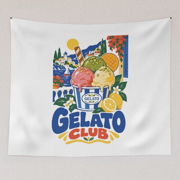Item preview, Gelato Club Retro Italian Ice Cream Summer Vacation Art designed and sold by CamaleonDesigns.