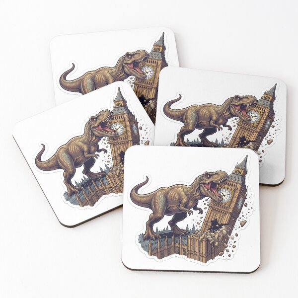 Item preview, Giant T-Rex Biting Big Ben London Dinosaur Attack designed and sold by TeeBeeDesigns.