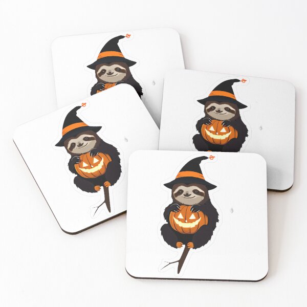 Item preview, Sloth with Witch Hat and Jack-o'-Lantern designed and sold by For-Cat Studio.