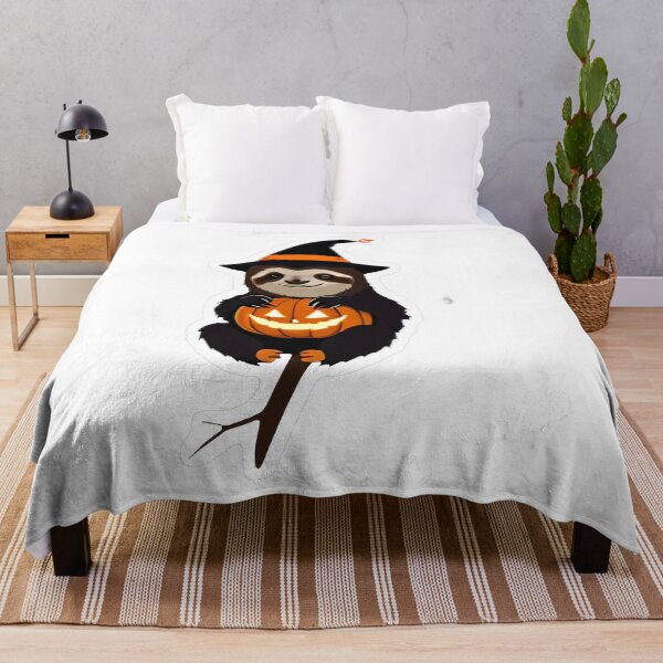 Item preview, Sloth with Witch Hat and Jack-o'-Lantern designed and sold by For-Cat Studio.